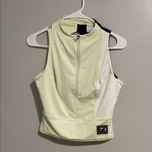 Gymshark Women's Zip Tank Top - Light Yellow and White